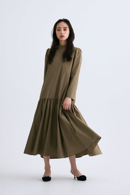 2 pattern ribbon dress（Khaki）