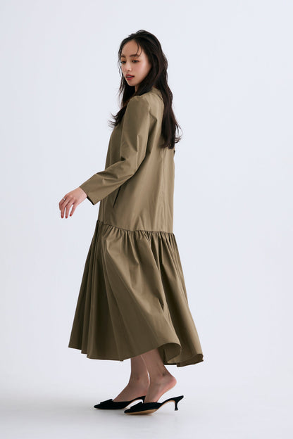 2 pattern ribbon dress（Khaki）