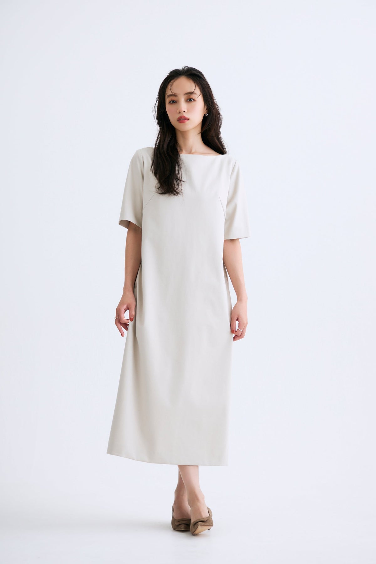 Chiffon collar dress（Beige）