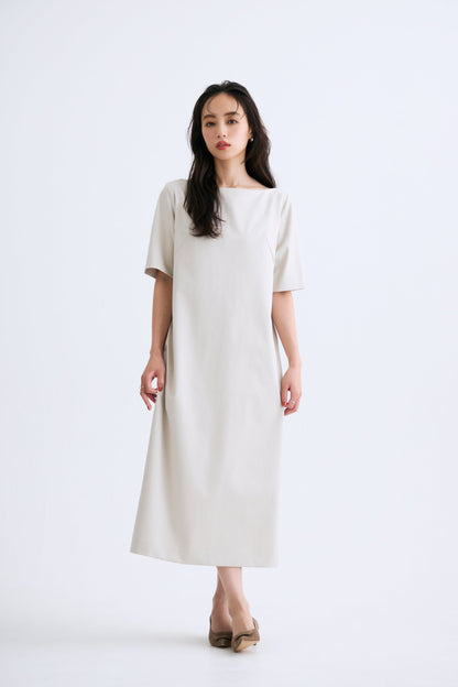 Chiffon collar dress（Beige）