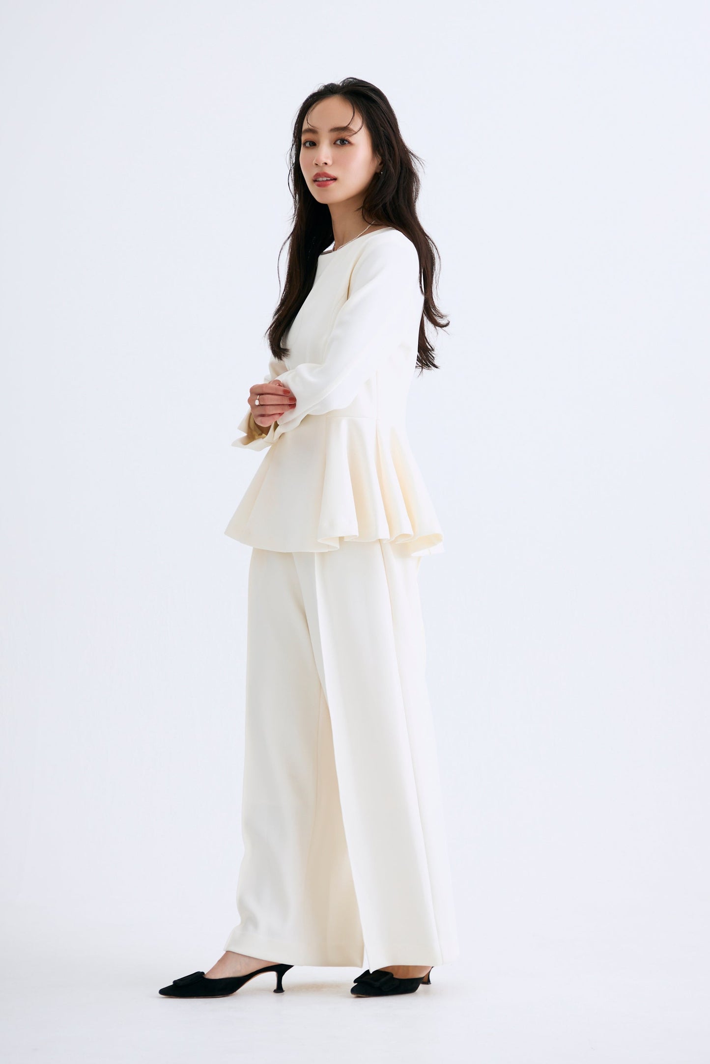 Office jersey wide pants（Ivory）