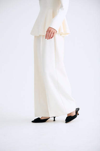 Office jersey wide pants（Ivory）