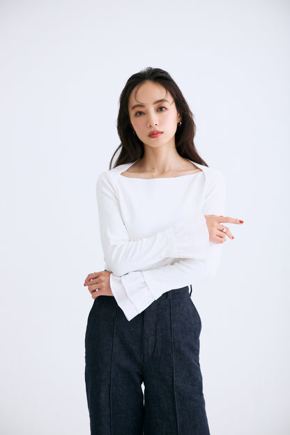 Cream frill tops（White）