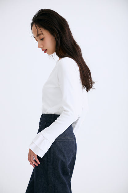 Cream frill tops（White）