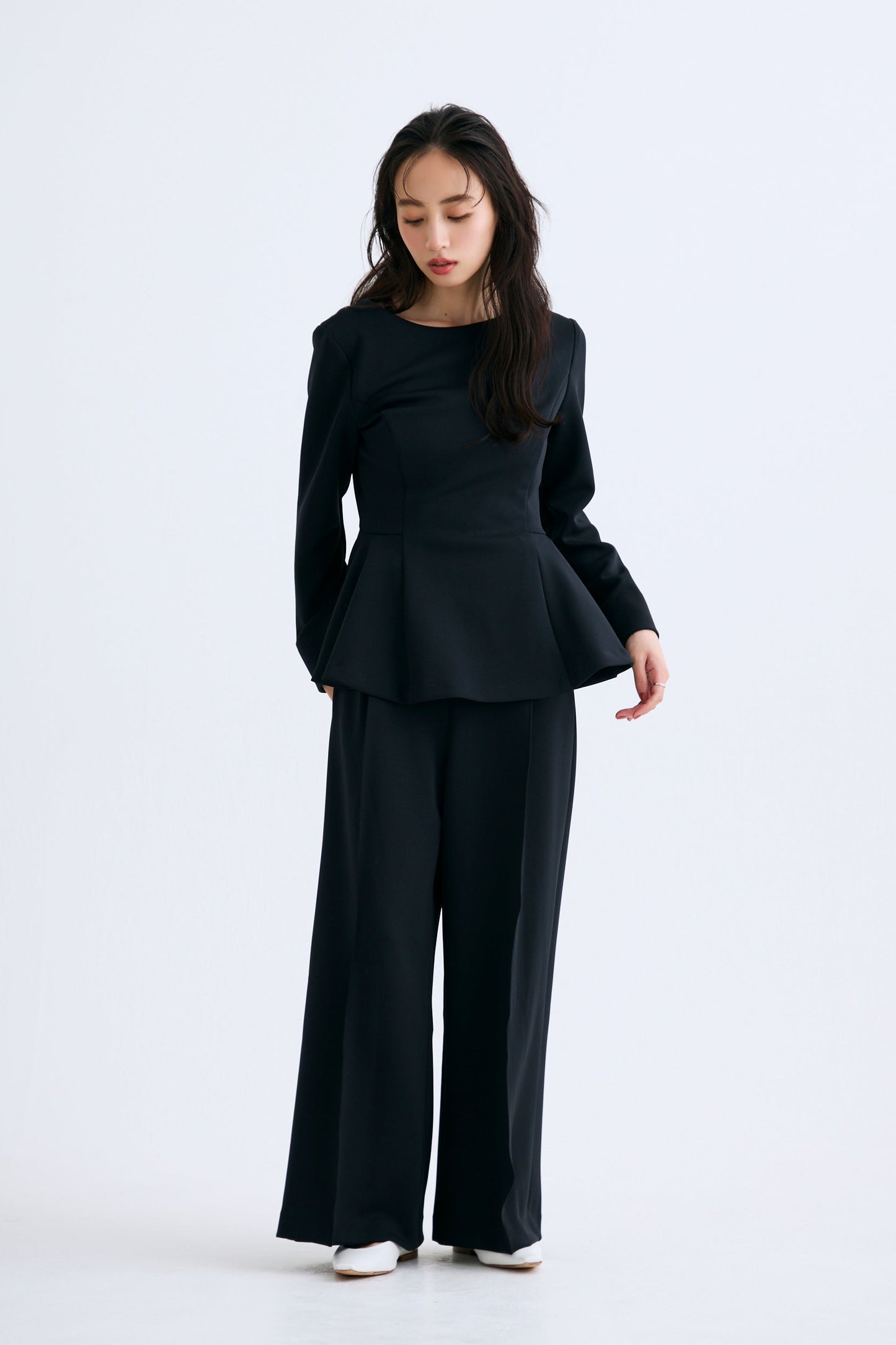 Office jersey wide pants（Black）