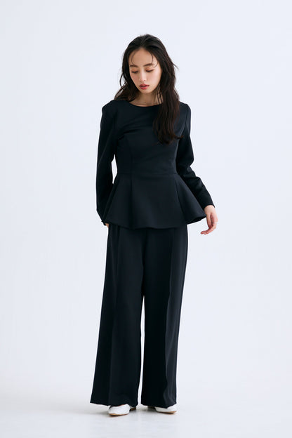 Office jersey wide pants（Black）