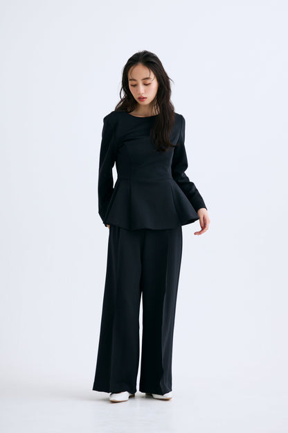 Office jersey peplum tops（Black）
