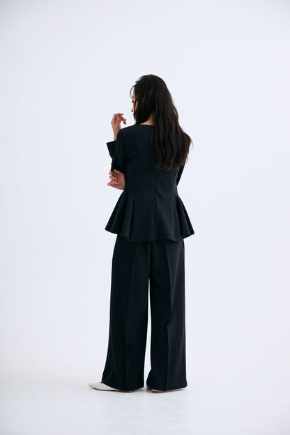 Office jersey wide pants（Black）