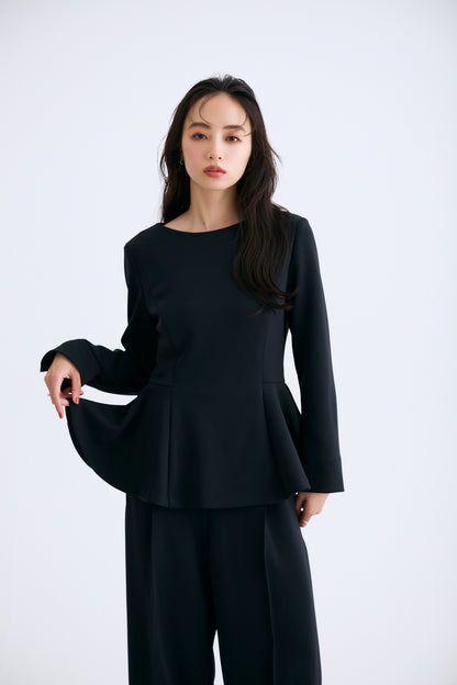 Office jersey peplum tops（Black）
