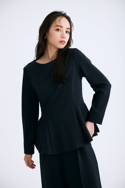Office jersey peplum tops（Black）