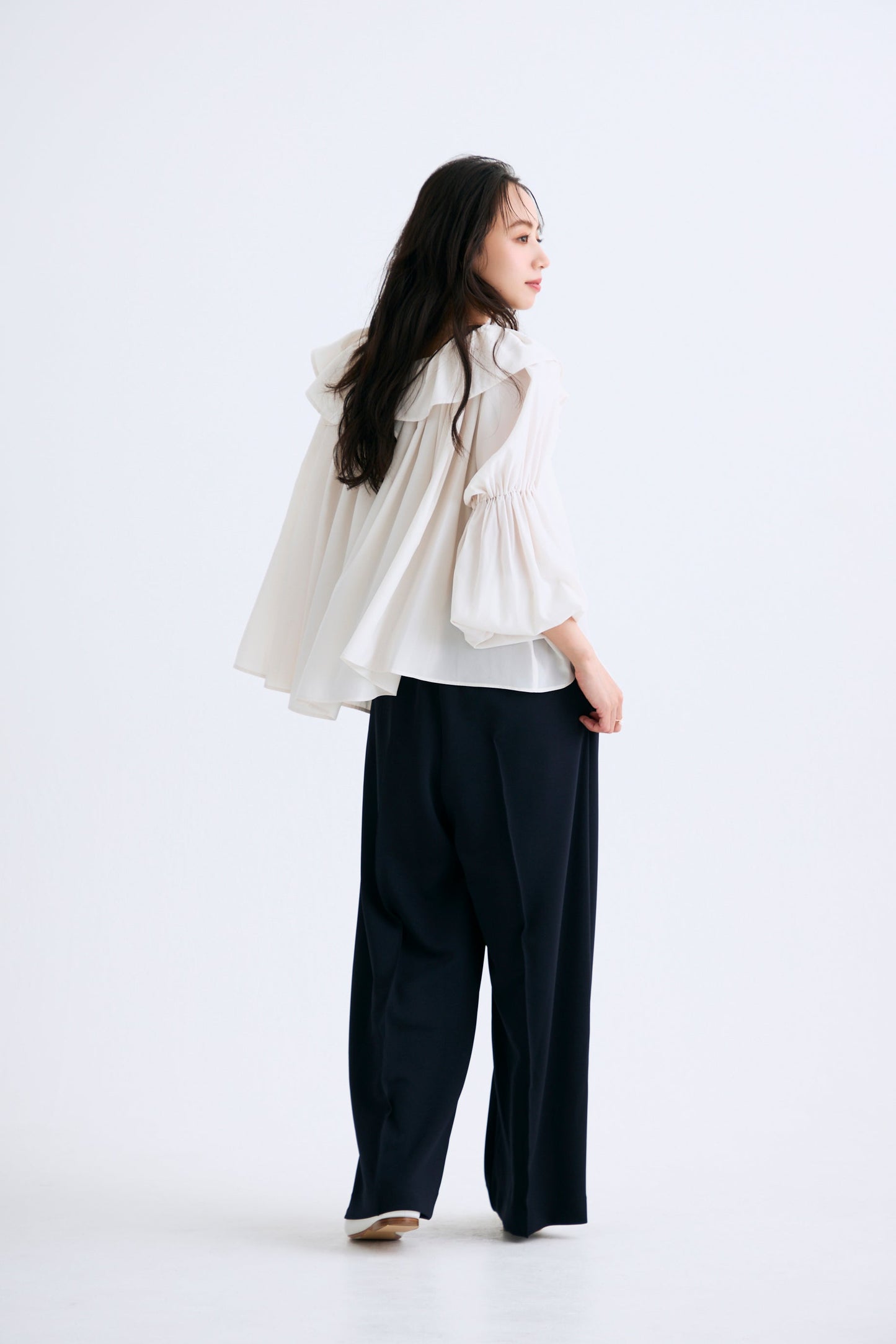 Office jersey wide pants（Navy）