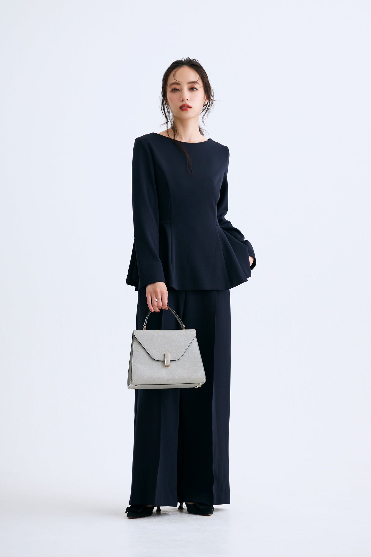Office jersey wide pants（Navy）
