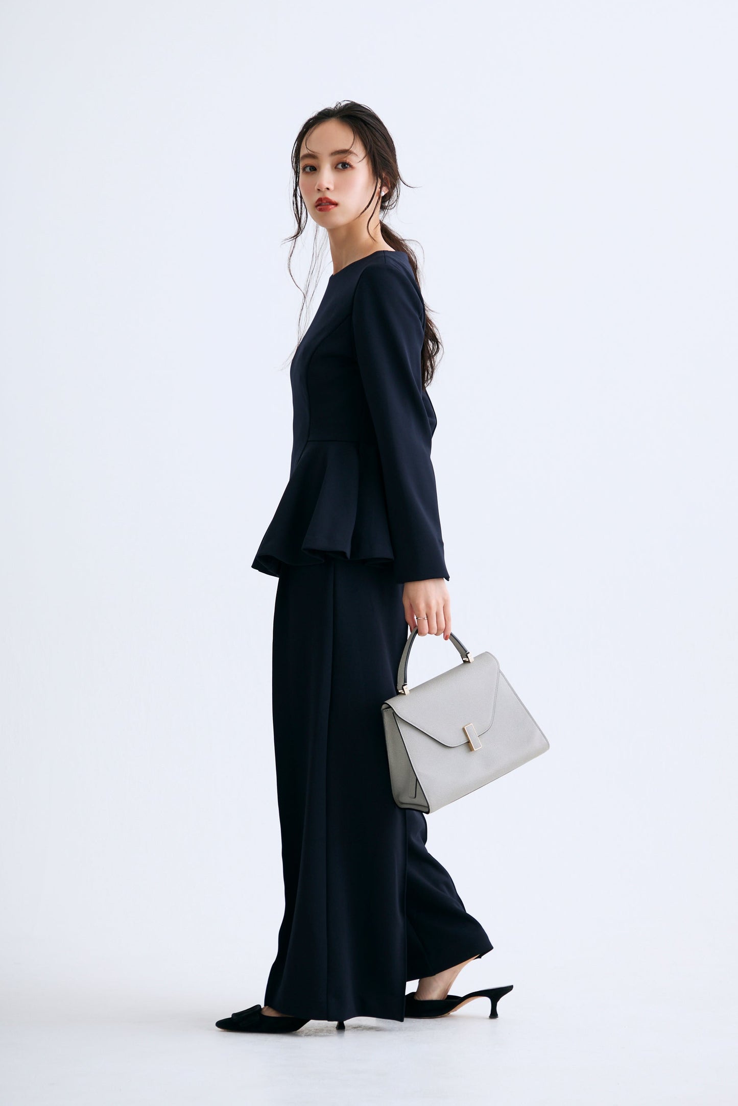 Office jersey wide pants（Navy）