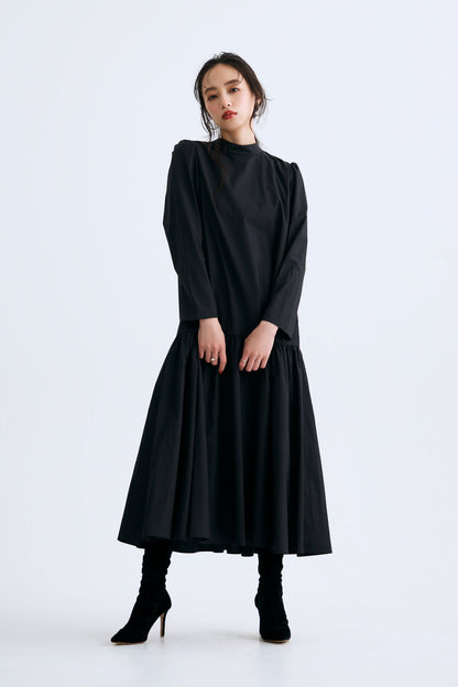 2 pattern ribbon dress（Black）