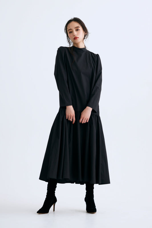 2 pattern ribbon dress（Black）