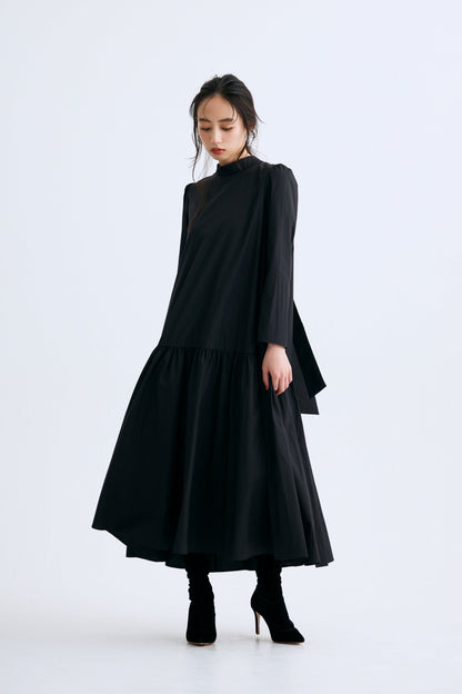 2 pattern ribbon dress（Black）