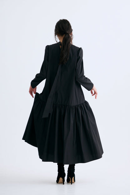 2 pattern ribbon dress（Black）