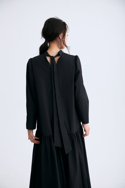 2 pattern ribbon dress（Black）