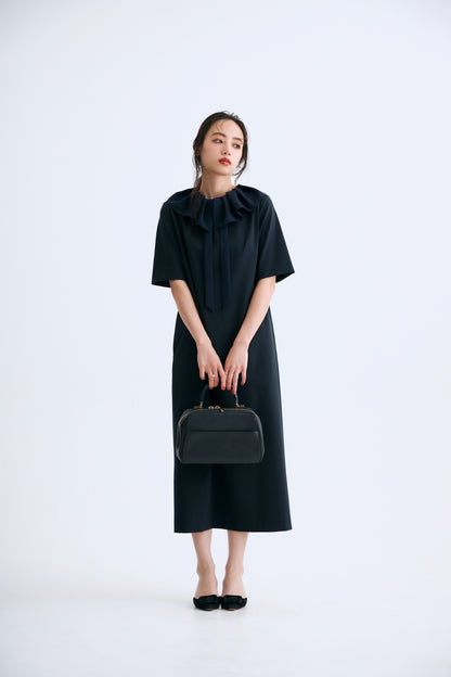 Chiffon collar dress（Navy）