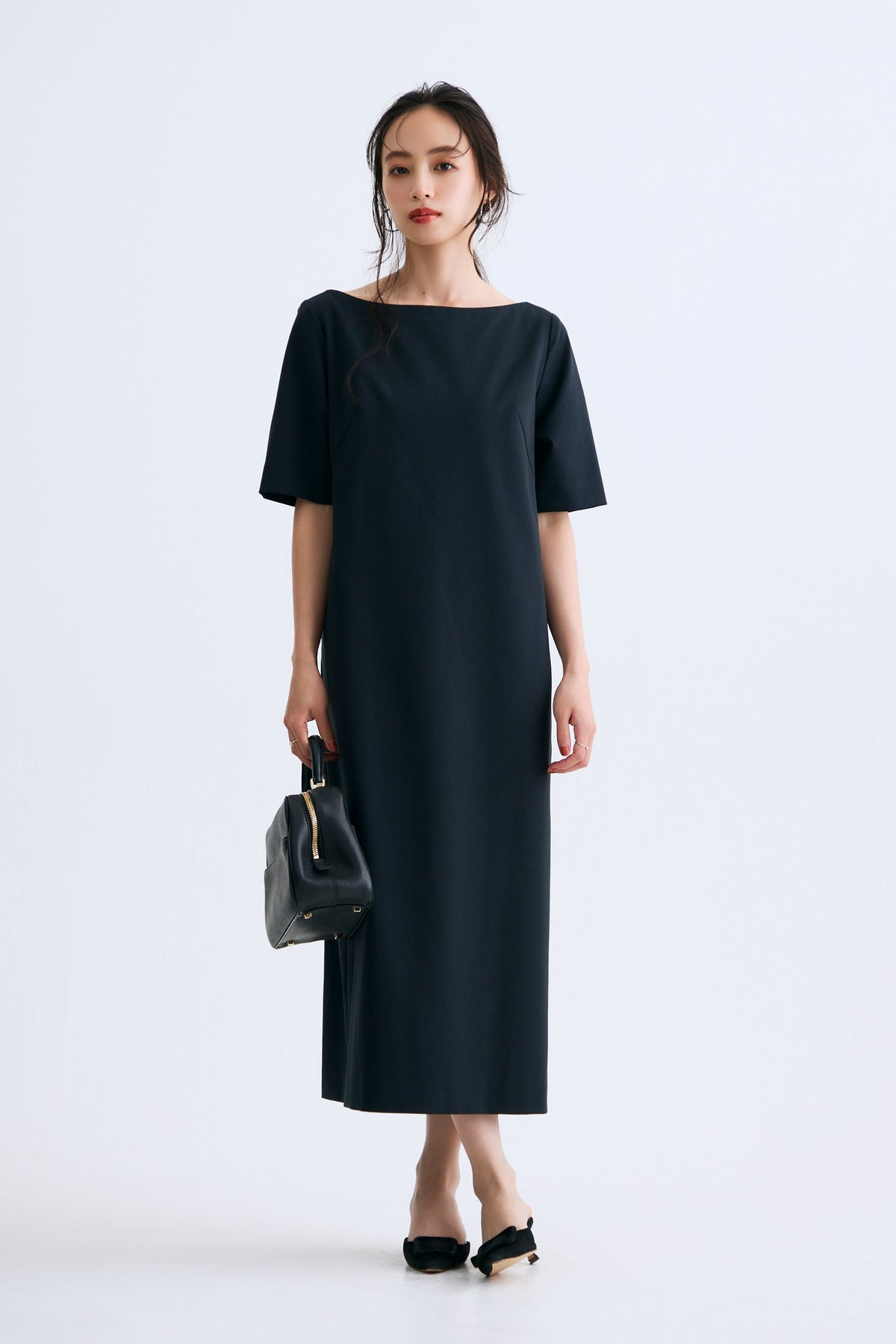 Chiffon collar dress（Navy）