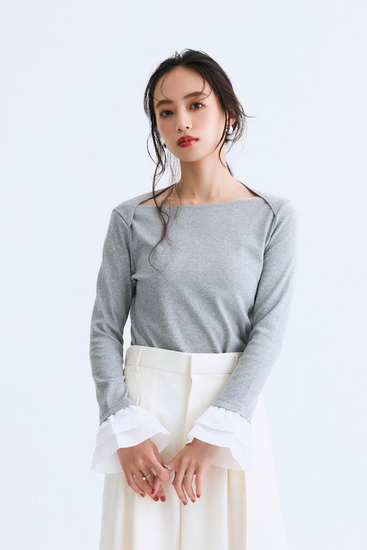 Cream frill tops（Gray）