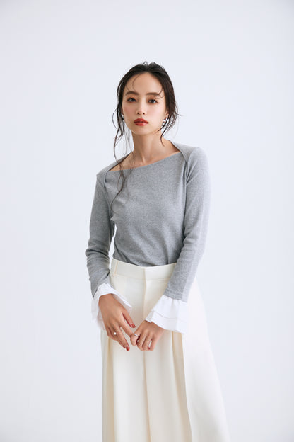 Cream frill tops（Gray）