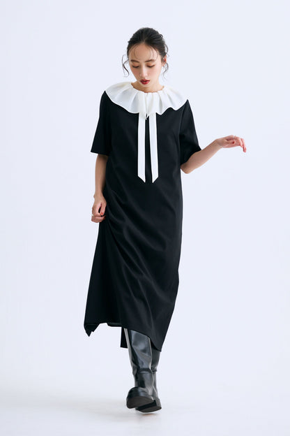 Chiffon collar dress（Black）