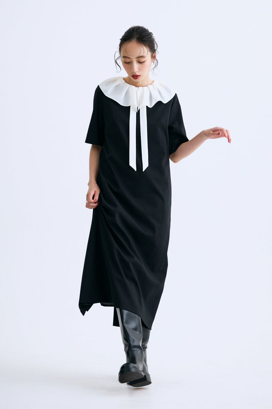 Chiffon collar dress（Black）