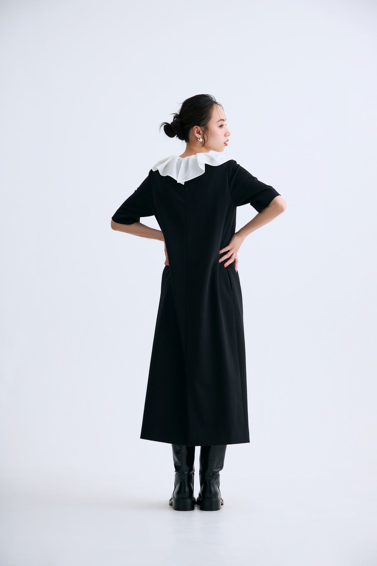 Chiffon collar dress（Black）