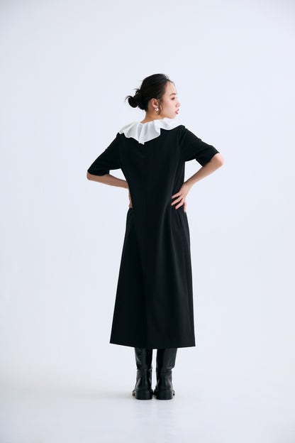 Chiffon collar dress（Black）