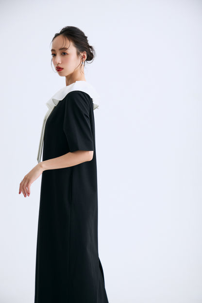 Chiffon collar dress（Black）