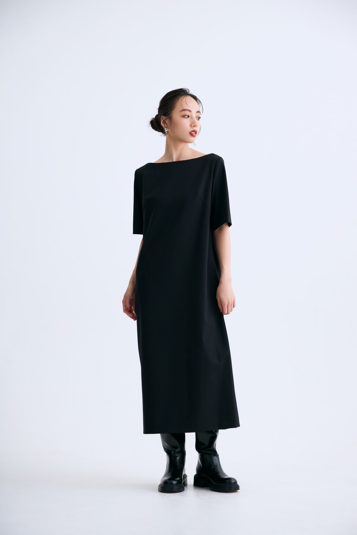 Chiffon collar dress（Black）