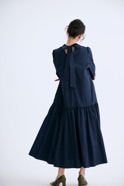 2 pattern ribbon dress（Navy）