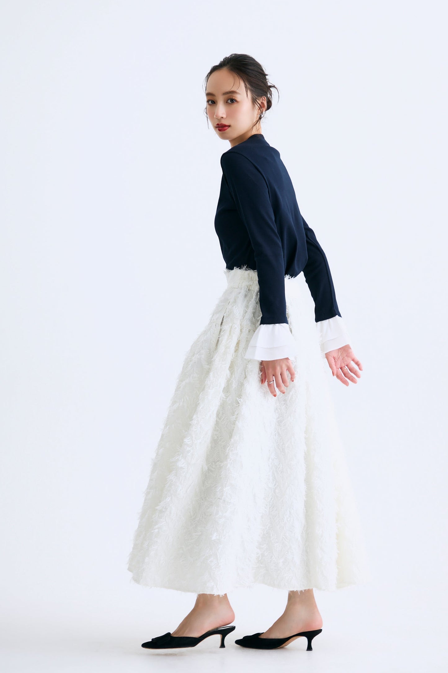 Opera gather skirt（Jacquard White）