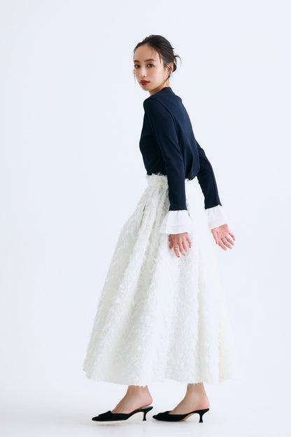 Opera gather skirt（Jacquard White）