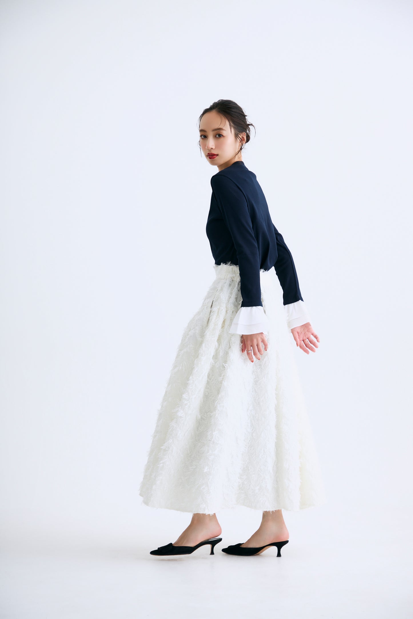 Cream frill tops（Navy）