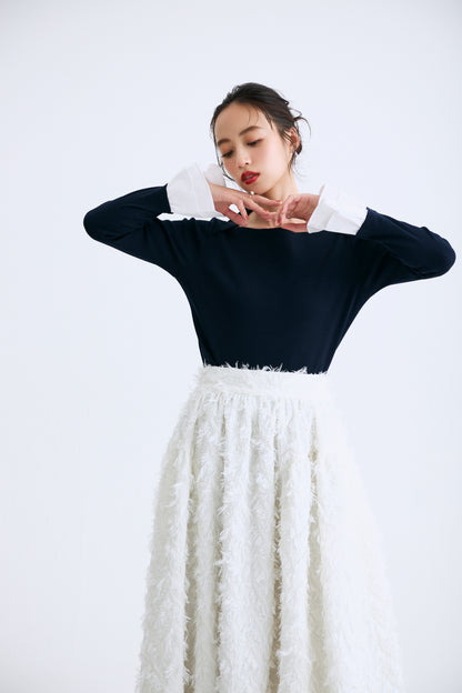 Cream frill tops（Navy）