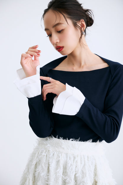 Cream frill tops（Navy）