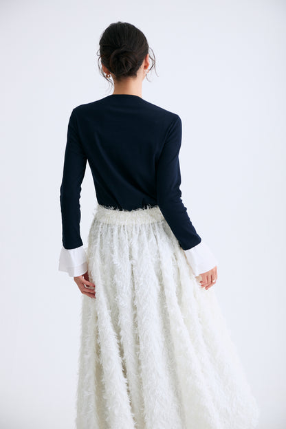Opera gather skirt（Jacquard White）