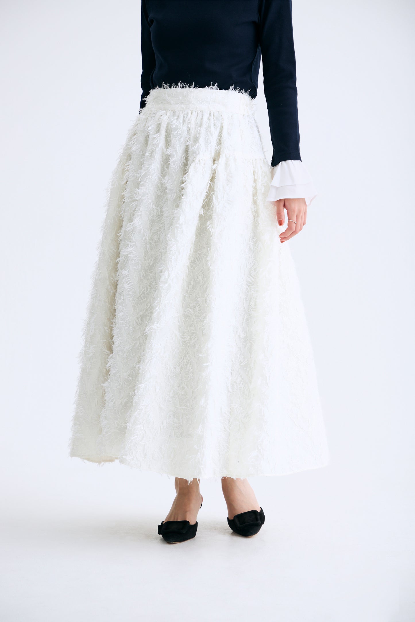 Opera gather skirt（Jacquard White）