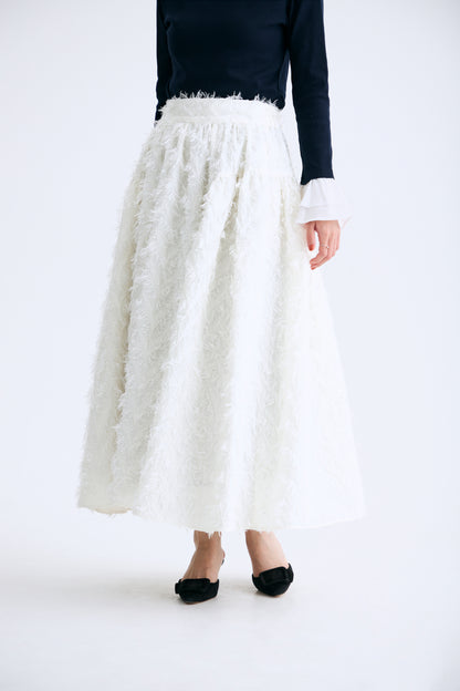 Opera gather skirt（Jacquard White）