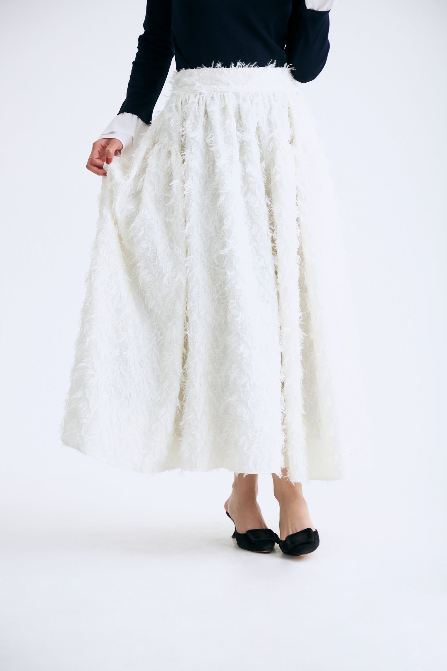 Opera gather skirt（Jacquard White）