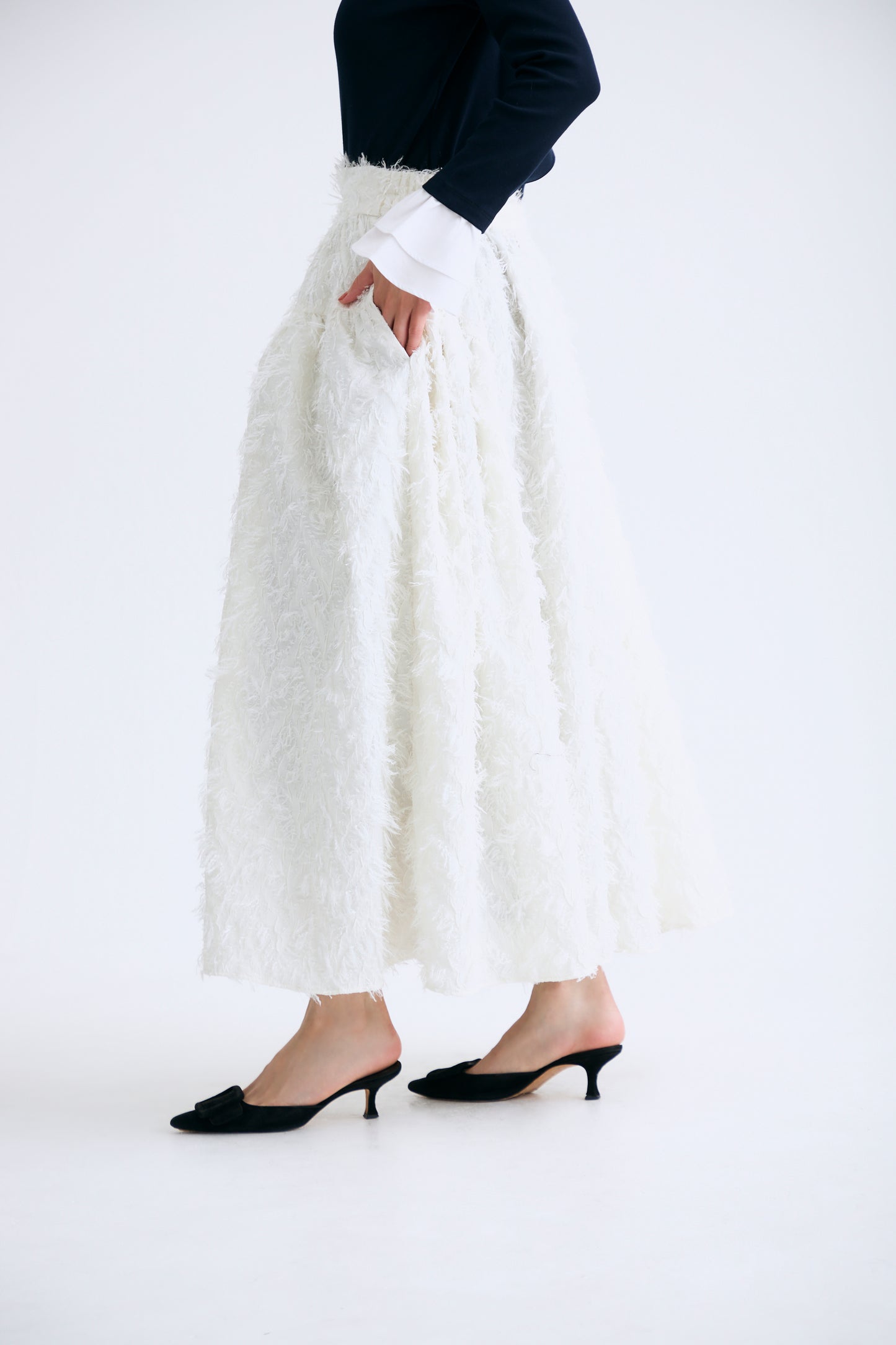 Opera gather skirt（Jacquard White）