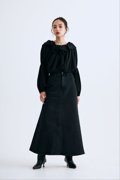 Cascade gather tops（Black）