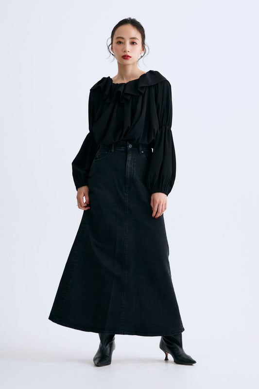 Flare A-line Skirt  for Audire（Nuance black）