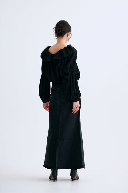 Cascade gather tops（Black）