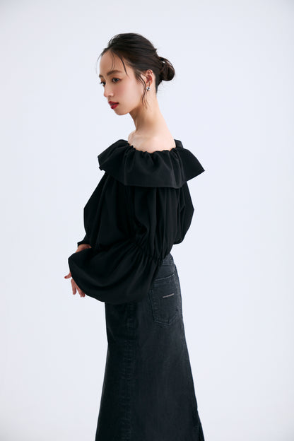 Cascade gather tops（Black）