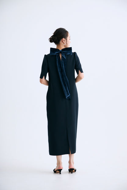 3pattern ribbon dress(Navy)