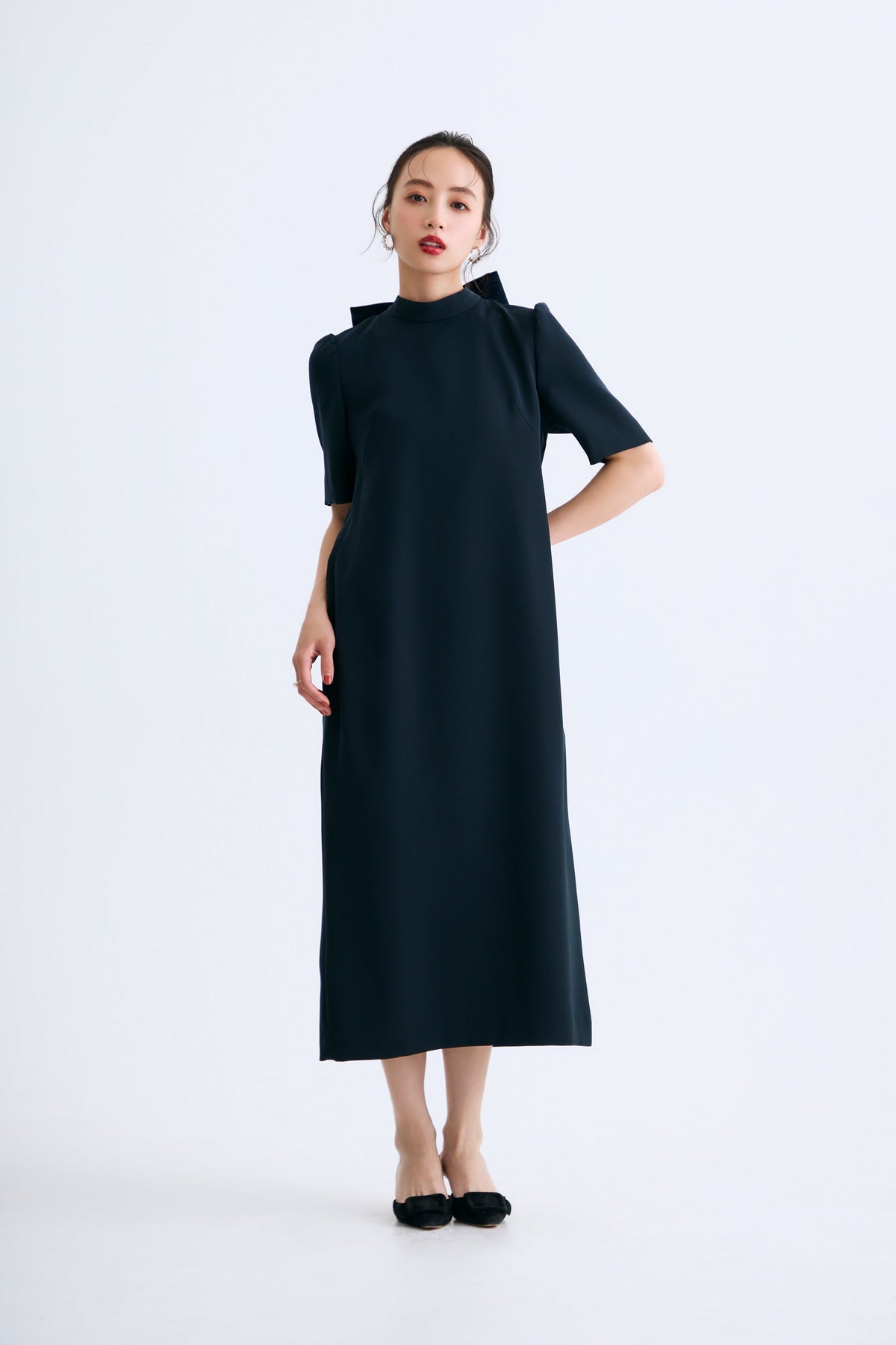 3pattern ribbon dress(Navy)