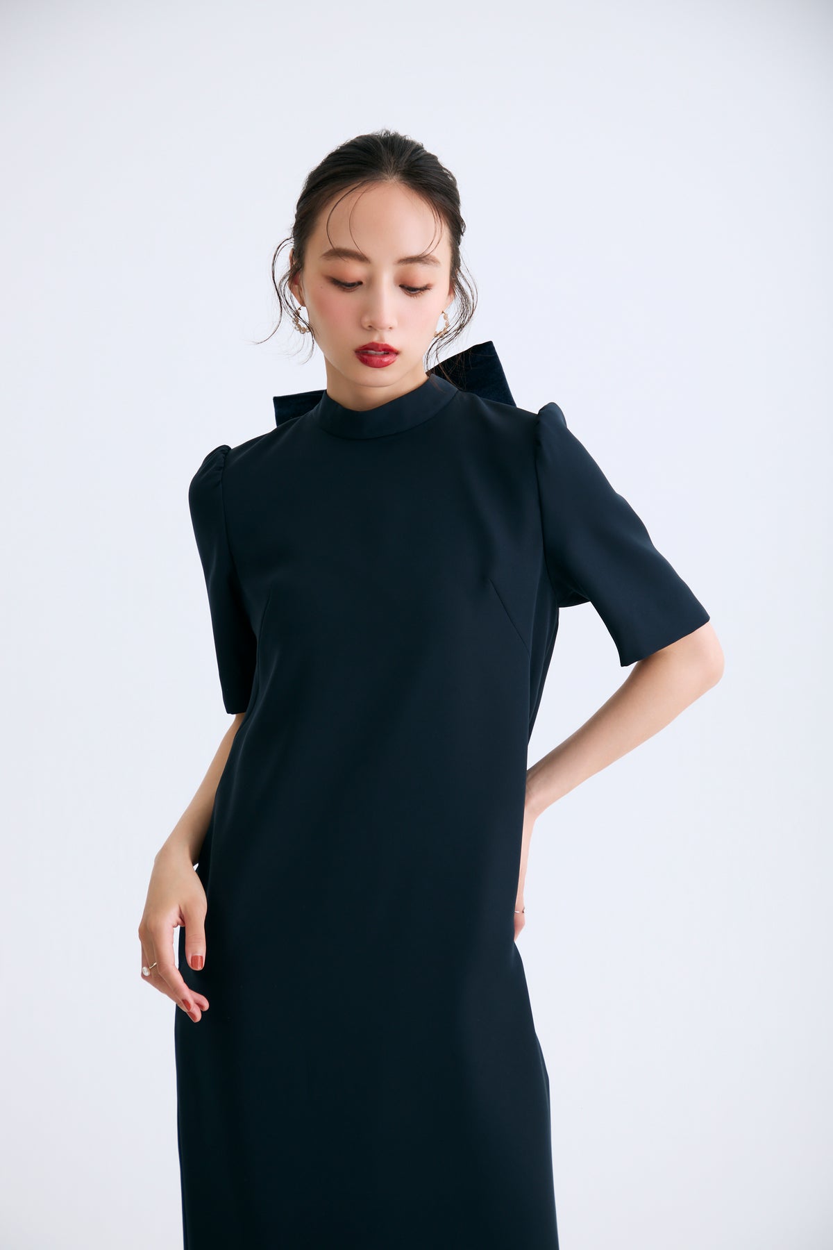 3pattern ribbon dress(Navy)